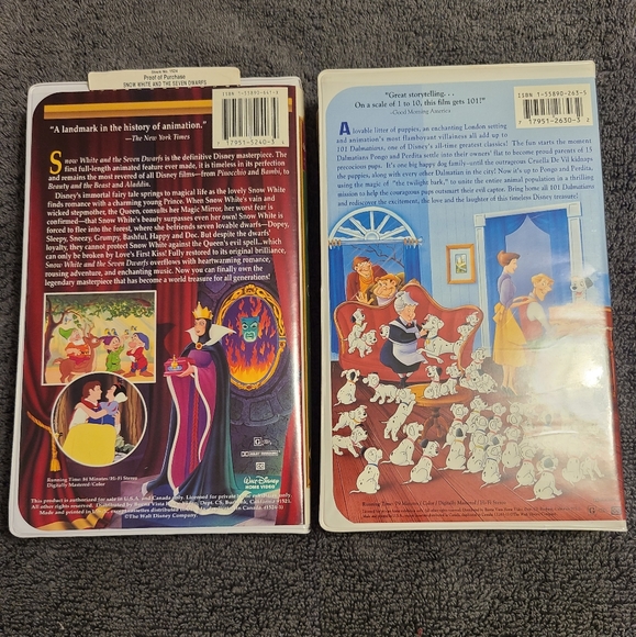 Disney Snow White and The Seven Dwarfs & 101 Dalmatians VHS - Picture 2 of 15